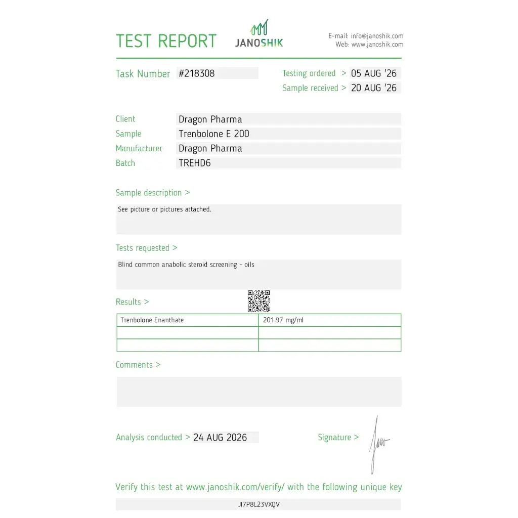 Trenbolone 200 Lab Test Report 2026-08-24 - 201.97 mg/mL